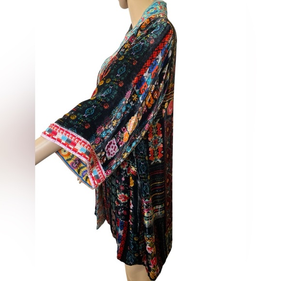 Johnny Was Avril Reversible Silk Blend /Velcet Colorful Floral Kimono Size S - Picture 6 of 11